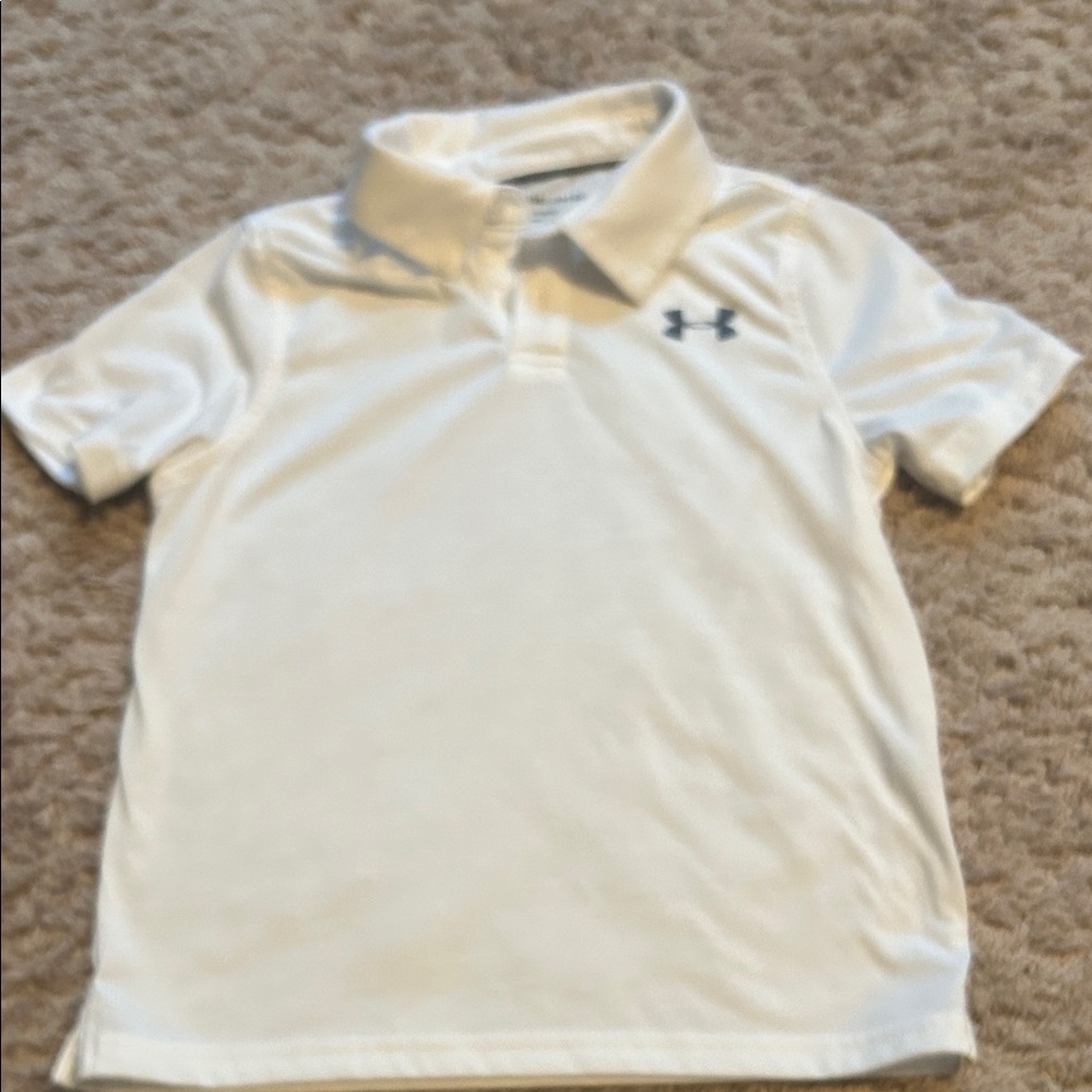 Under Armour White Boys Polo with Logo